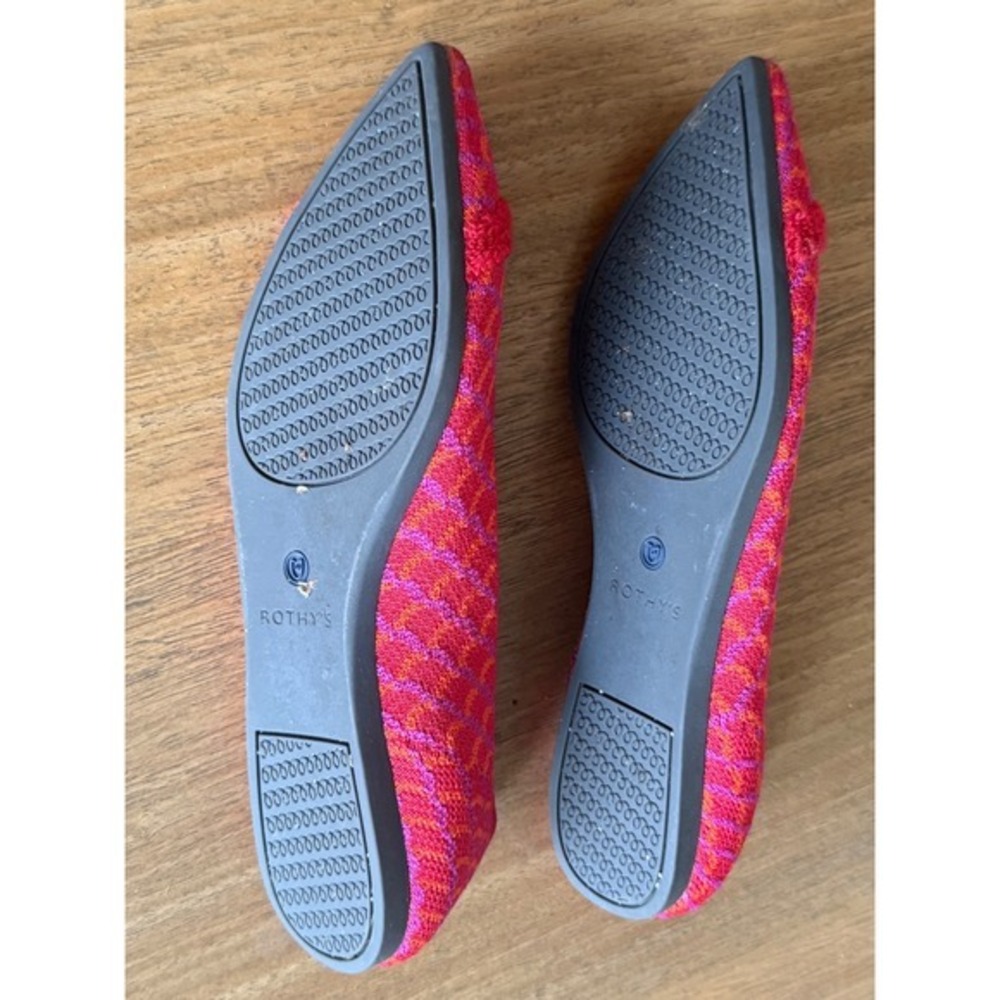 Rothy's The Point Flats Knit Geometric Red Orange Pink Women's Shoe Size 8 - Picture 5 of 6